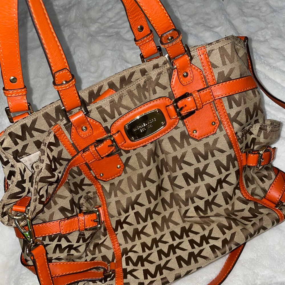 Michael Kors Orange and Brown Bag